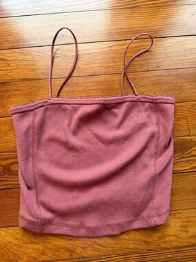 Abercrombie & Fitch Ribbed Spaghetti Strap Tank - Mauve Pink